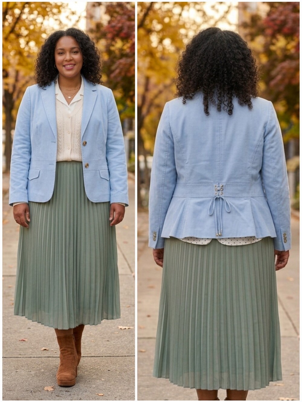 NWT Talbots 16 Modern Contempory Feminine Powder Blue Corset Lace Back Blazer